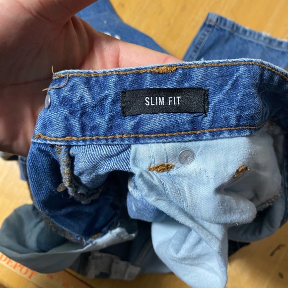 FOREVER 21 Mens Jeans 30x29 Blue Denim Distressed Pants Zipper Pockets Slim Fit - Picture 6 of 10